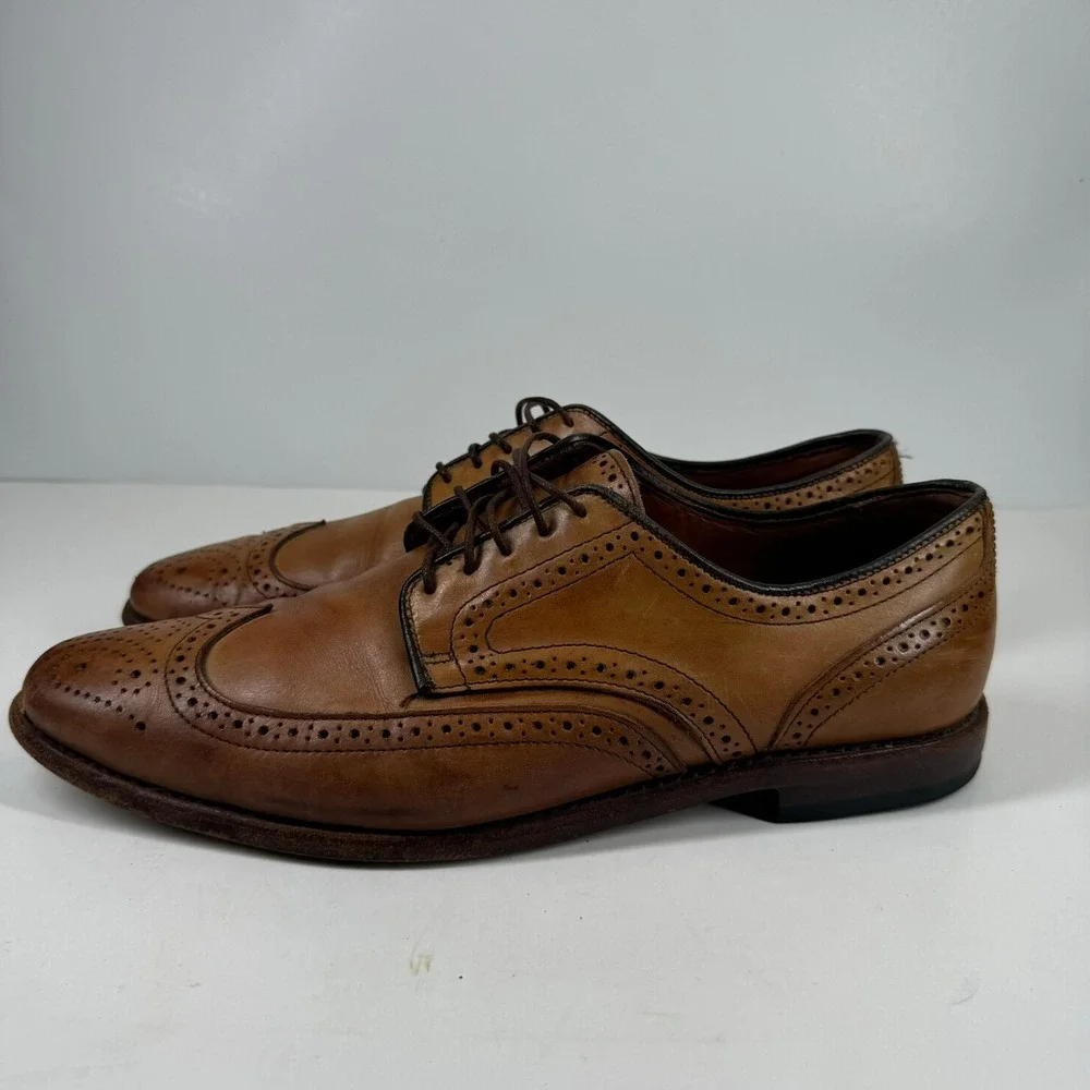 Allen Edmonds Stuttgart Men's US 11D Walnut Brown Leather Wingtip Oxford Shoes